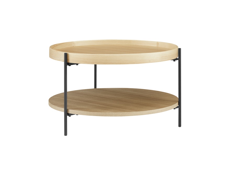 SalesFever® Couchtisch 2er Set rund mit je 2 Ablageflächen Natur/Schwarz Vionelle 367087 - 3