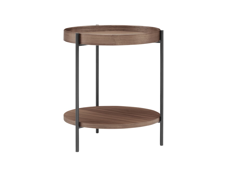 SalesFever® Couchtisch 2er Set rund mit je 2 Ablageflächen Walnuss/Schwarz Vionelle 367094 - 3