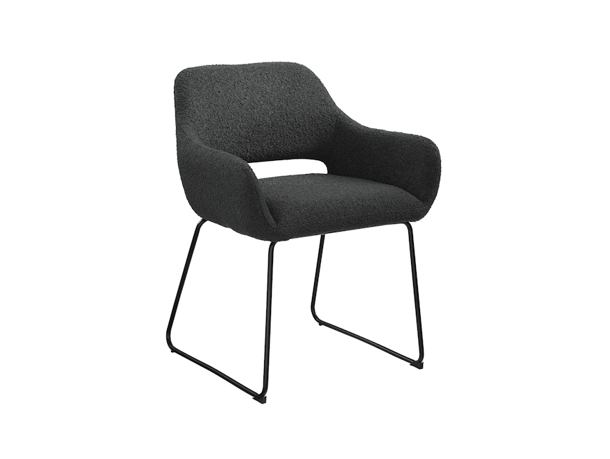 SalesFever® Armlehnstuhl mit Rücken Cut-Out aus Bouclé Stoff Anthrazit Dakota 369555 - 1