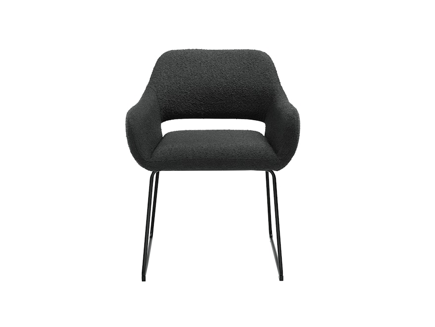 SalesFever® Armlehnstuhl mit Rücken Cut-Out aus Bouclé Stoff Anthrazit Dakota 369555 - 3