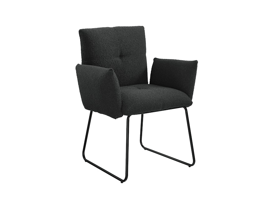 SalesFever® Armlehnstuhl aus Bouclé Stoff Anthrazit Dolly 369586 - 1