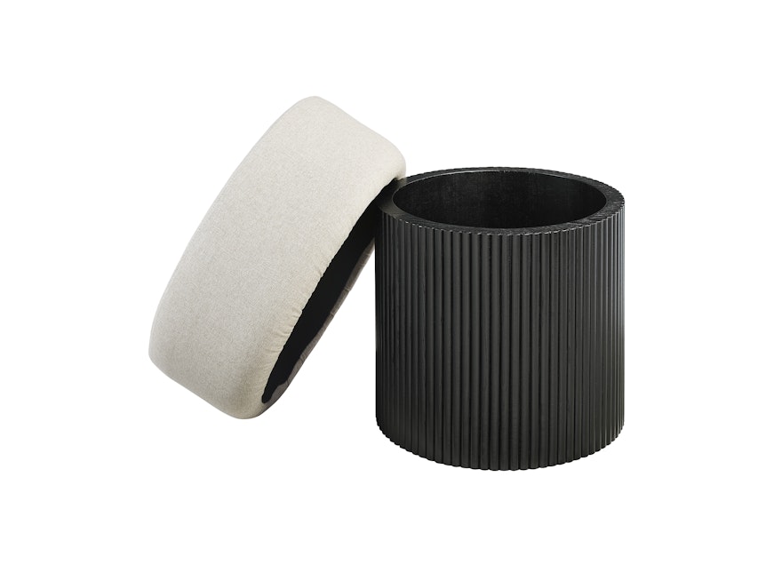 SalesFever® Sitzpouf mit Stauraum Ø 50 cm in Schwarz/Grau JONTE 366721 - 2