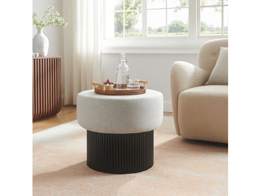 SalesFever® Sitzpouf mit Stauraum Ø 50 cm in Schwarz/Grau JONTE 366721 - 3