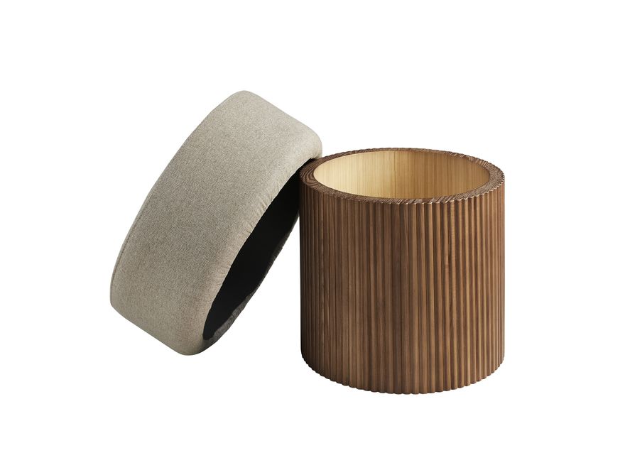 SalesFever® Sitzpouf mit Stauraum Ø 50 cm in Walnuss/Braun JONTE 366738 - 2