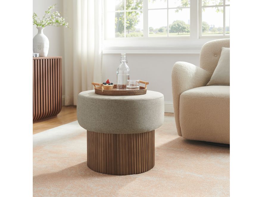 SalesFever® Sitzpouf mit Stauraum Ø 50 cm in Walnuss/Braun JONTE 366738 - 3