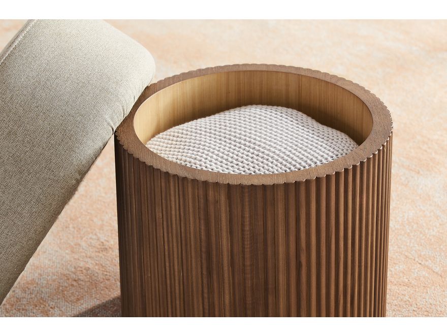 SalesFever® Sitzpouf mit Stauraum Ø 50 cm in Walnuss/Braun JONTE 366738 - 6