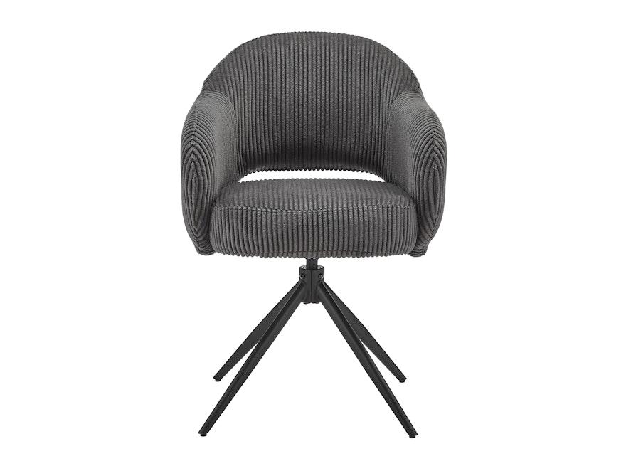 SalesFever® Armlehnstuhl mit 360° Drehfunktion in Cord-Optik Dunkelgrau ARON 366998 - 2