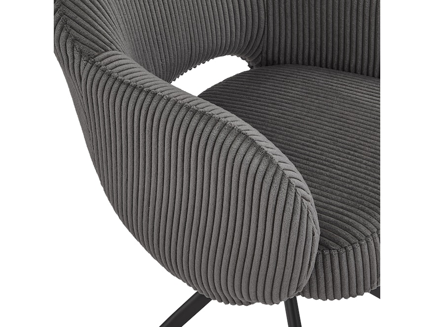 SalesFever® Armlehnstuhl mit 360° Drehfunktion in Cord-Optik Dunkelgrau ARON 366998 - 5