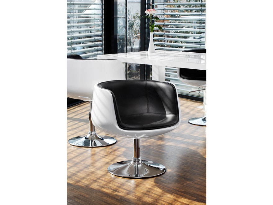 SalesFever® Stuhl schwarz/weiß Studio 54 Lounge drehbar 1398 - 5