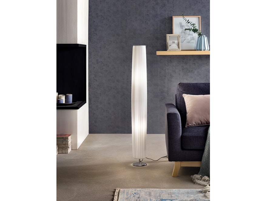 SalesFever® Stehlampe Stehleuchte rund 120 cm weiß im Art Deco Design PARTO 8989 - 1