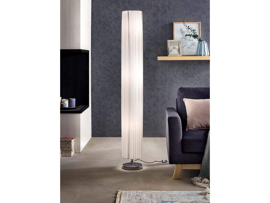 SalesFever® Stehlampe Stehleuchte rund 160 cm weiß im Art Deco Design PARTO 8987 - 1