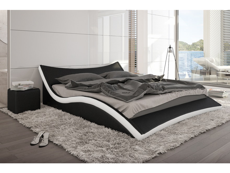 Innocent® Polsterbett 160x200 cm schwarz weiß Doppelbett NURAI 10648 - 1