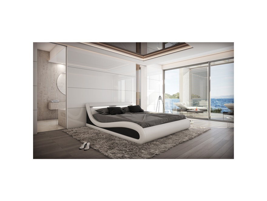 Innocent® Polsterbett 180x200 cm in weiß schwarz Paladium aus Kunstleder 10153 - 3
