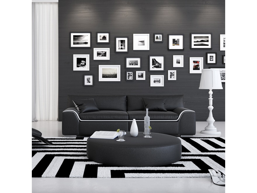 Innocent® Sofa schwarz / weiße Konstrastlinie 2-Sitzer Azure aus Kunstleder 10719 - 2
