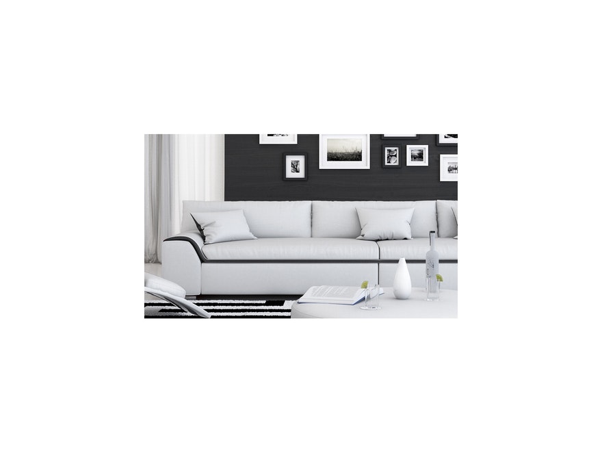 Innocent® Sofa weiß / schwarze Konstrastlinie 3-Sitzer Azure aus Kunstleder 10723 - 3