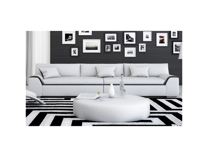 Innocent® Sofa weiß / schwarze Konstrastlinie 3-Sitzer Azure aus Kunstleder 10723 - 2