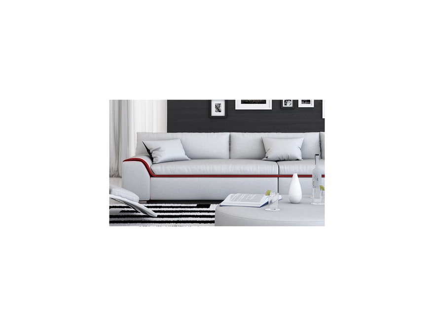 Innocent® Sofa weiß / rote Kontrastlinie (Antik-Optik) 3-Sitzer Azure aus Kunstleder 10721 - 4