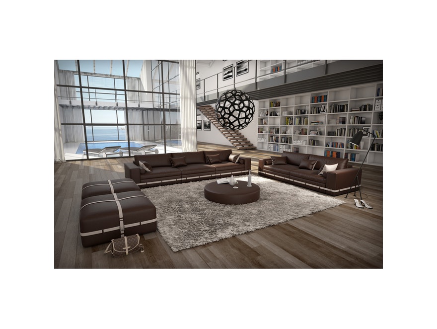 Innocent® Sofa dunkelbraun / creme 2-Sitzer Artesania mit Gürtel 10744 - 4
