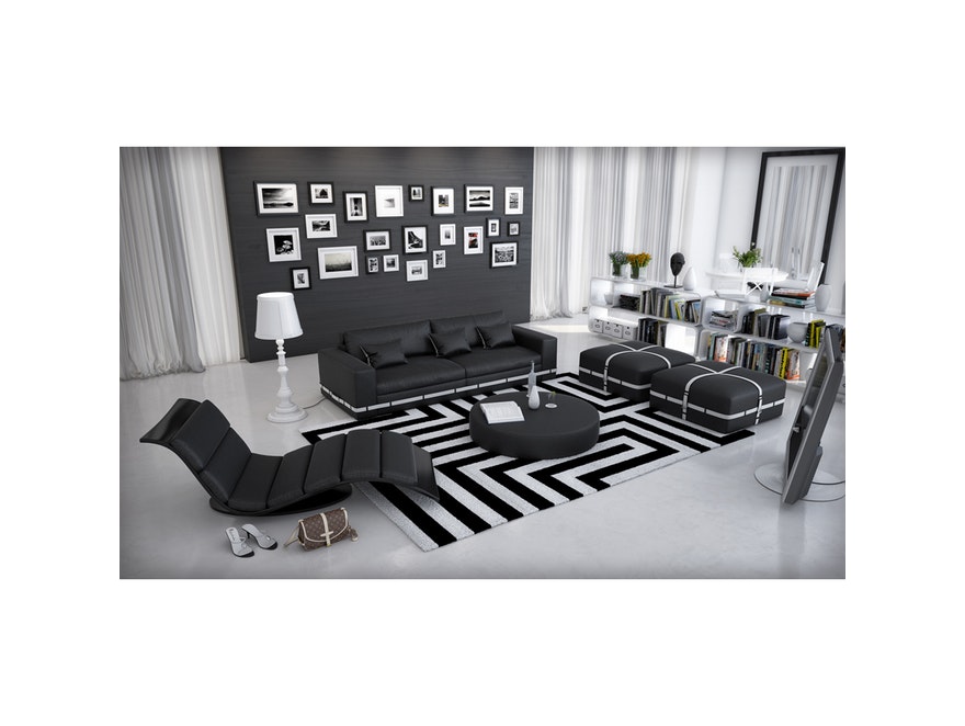 Innocent® Sofa schwarz / weiß 2-Sitzer Artesania mit Gürtel 10746 - 4