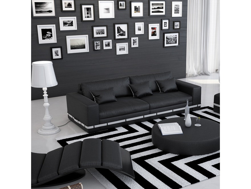 Innocent® Sofa schwarz / weiß 2-Sitzer Artesania mit Gürtel 10746 - 2