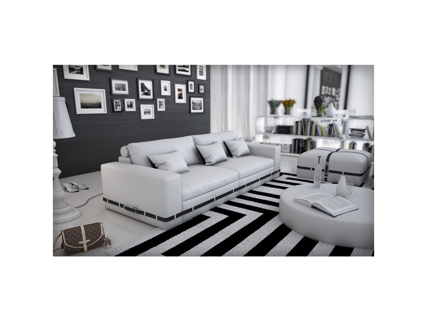 Innocent® Sofa weiß / schwarz 2-Sitzer Artesania mit Gürtel 10747 - 4