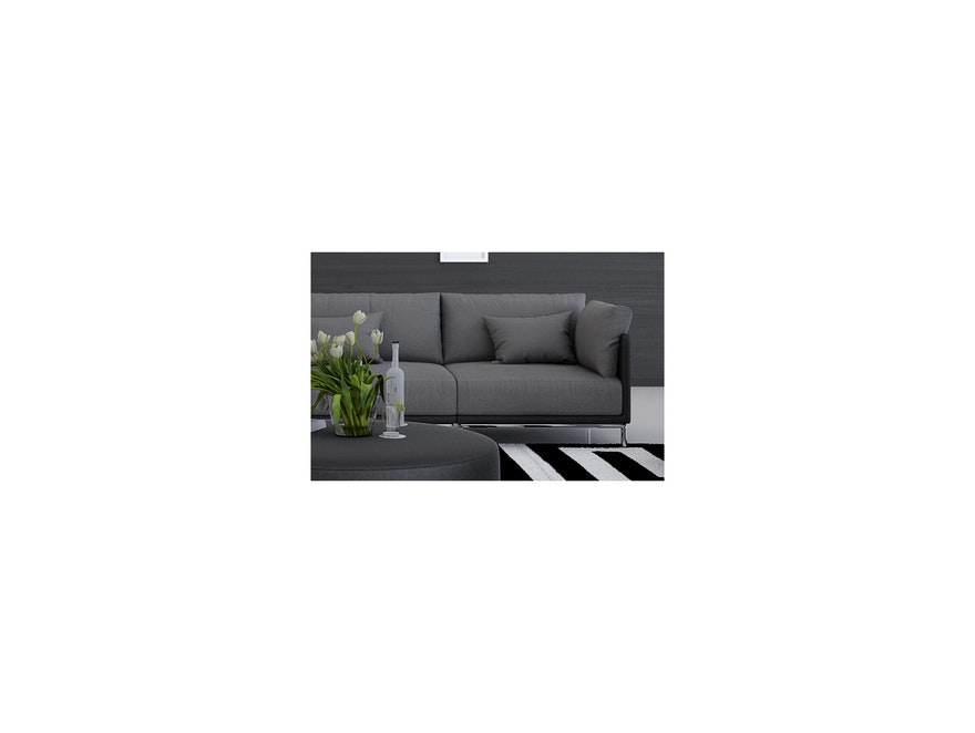 Innocent® Sofa Kunstleder schwarz / Stoff grau 2-Sitzer Farggi Beine Edelstahl 10761 - 5
