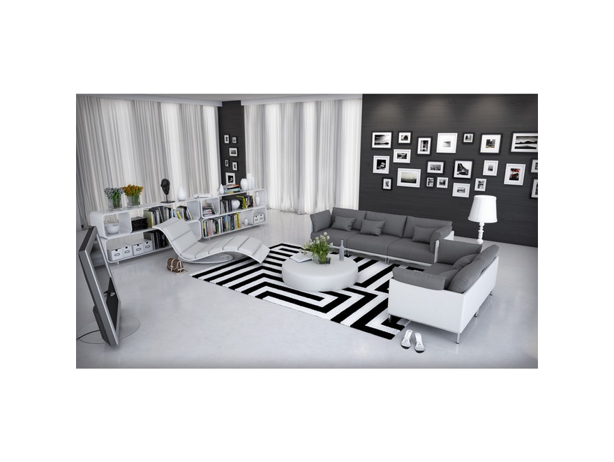 Innocent® Sofa Kunstleder weiß / Stoff grau 2-Sitzer Farggi Beine Edelstahl 10763 - 3