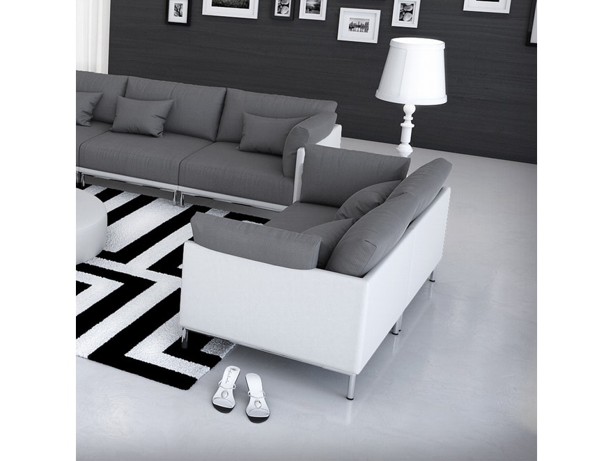 Innocent® Sofa Kunstleder weiß / Stoff grau 2-Sitzer Farggi Beine Edelstahl 10763 - 2