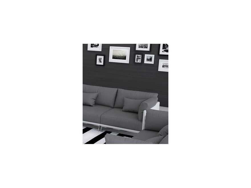 Innocent® Sofa Kunstleder weiß / Stoff grau 2-Sitzer Farggi Beine Edelstahl 10763 - 5