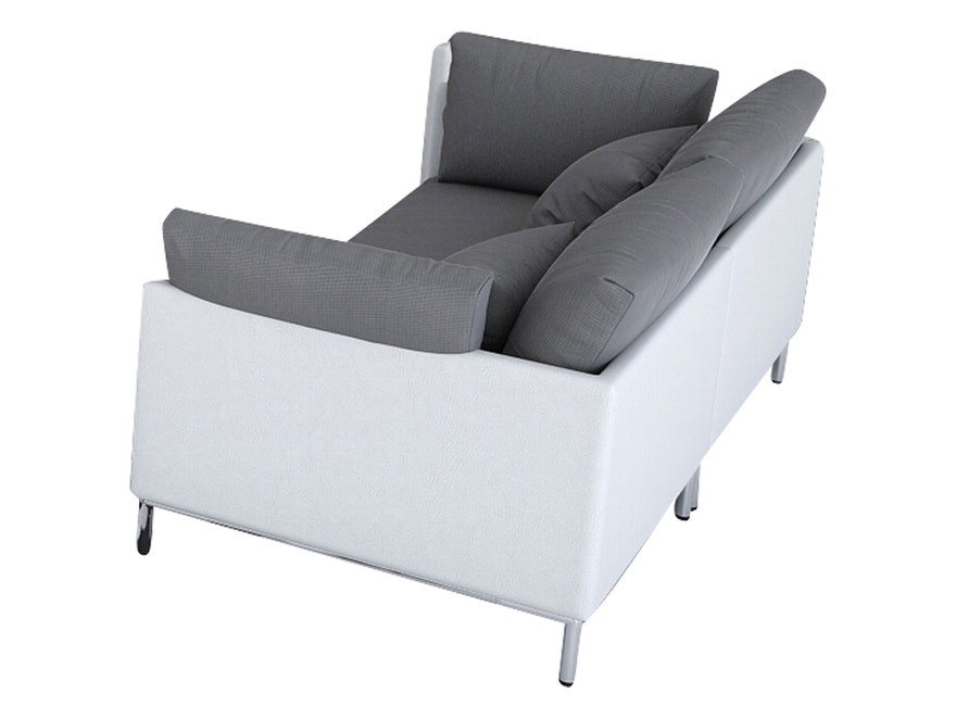 Innocent® Sofa Kunstleder weiß / Stoff grau 2-Sitzer Farggi Beine Edelstahl 10763 - 1