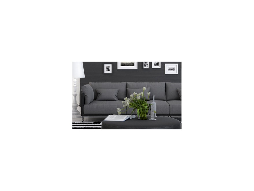 Innocent® Sofa Kunstleder schwarz / Stoff grau 3-Sitzer Farggi Beine Edelstahl 10762 - 5