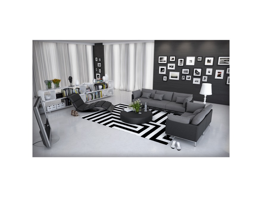 Innocent® Sofa Kunstleder schwarz / Stoff grau 3-Sitzer Farggi Beine Edelstahl 10762 - 4