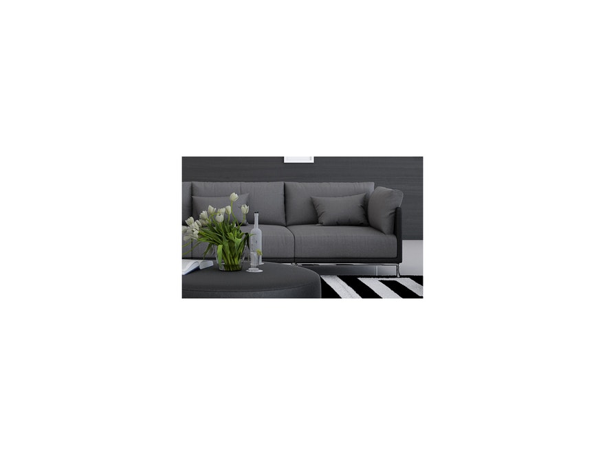 Innocent® Sofa Kunstleder schwarz / Stoff grau 3-Sitzer Farggi Beine Edelstahl 10762 - 6