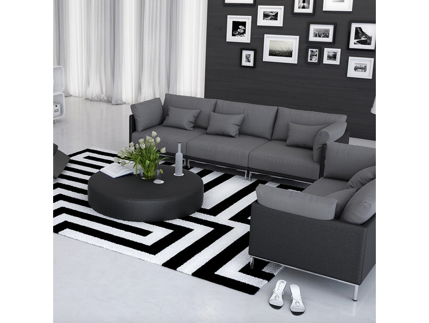 Innocent® Sofa Kunstleder schwarz / Stoff grau 3-Sitzer Farggi Beine Edelstahl 10762 - 2