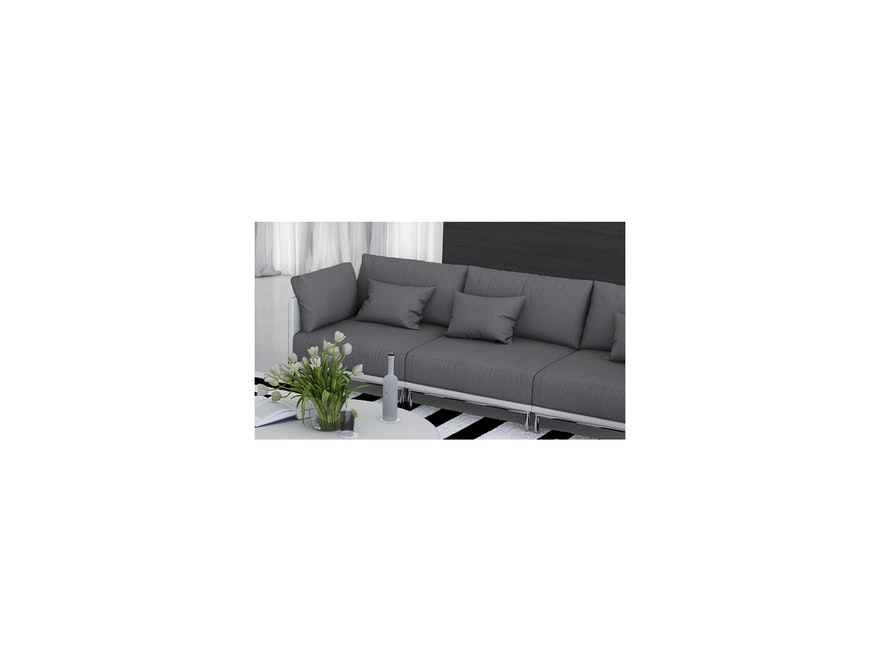 Innocent® Sofa Kunstleder weiß / Stoff grau 3-Sitzer Farggi Beine Edelstahl 10764 - 4