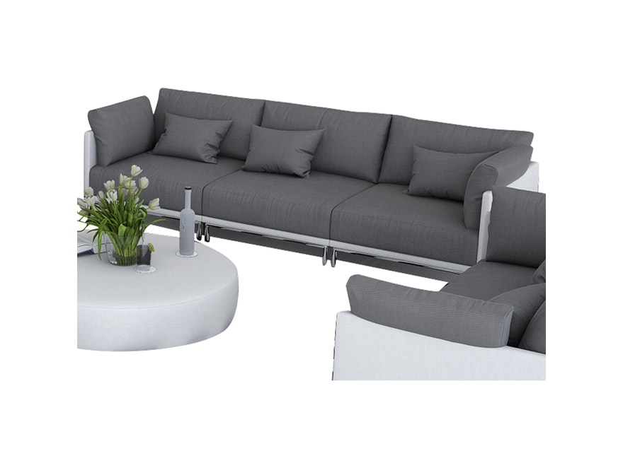 Innocent® Sofa Kunstleder weiß / Stoff grau 3-Sitzer Farggi Beine Edelstahl 10764 - 1