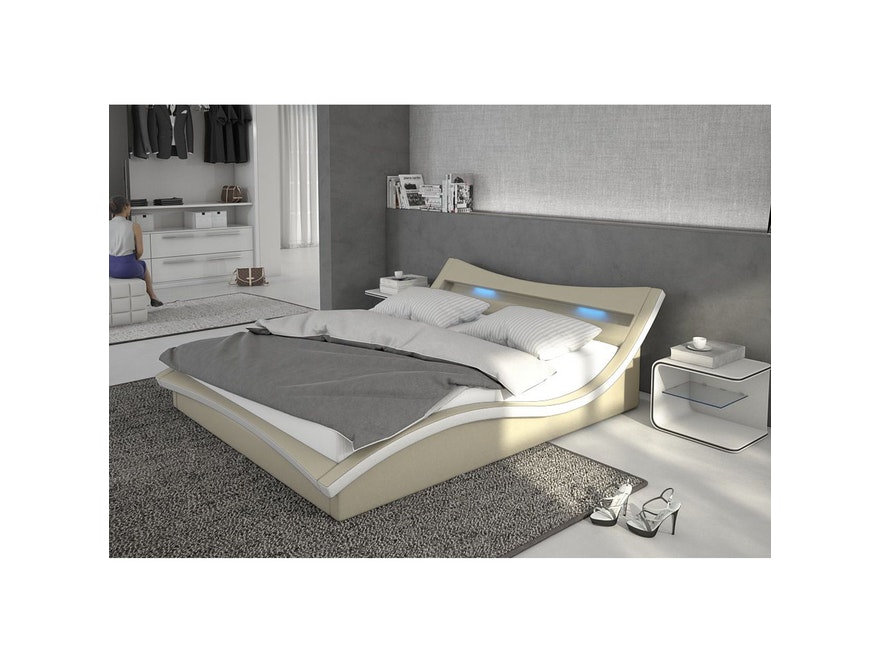 Innocent® Polsterbett 180x200 cm creme weiß Doppelbett LED Beleuchtung MAGARI 12437 - 2