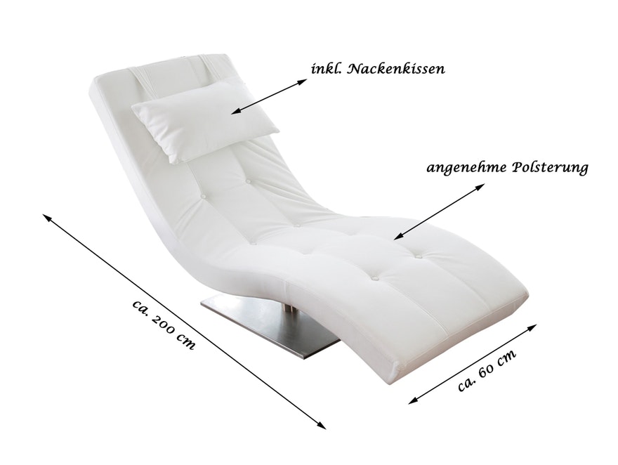 SalesFever® Liege weiß Polsterliege Relaxliege 200 cm Modern Design TIARA 1444 - 3