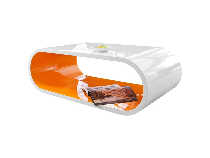 SalesFever® Couchtisch weiß/orange Finio 120x60 cm oval 6421 - 1