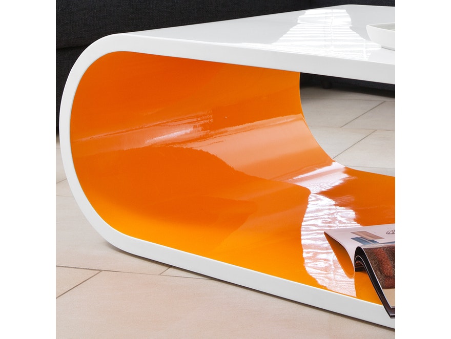 SalesFever® Couchtisch weiß/orange Finio 120x60 cm oval 6421 - 4