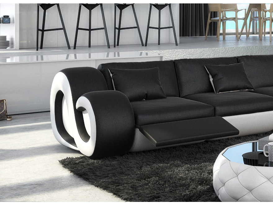 Innocent® Wohnlandschaft schwarz/weiß L-Form Design Sofa mit LED NESTA n-7997-5342 - 3
