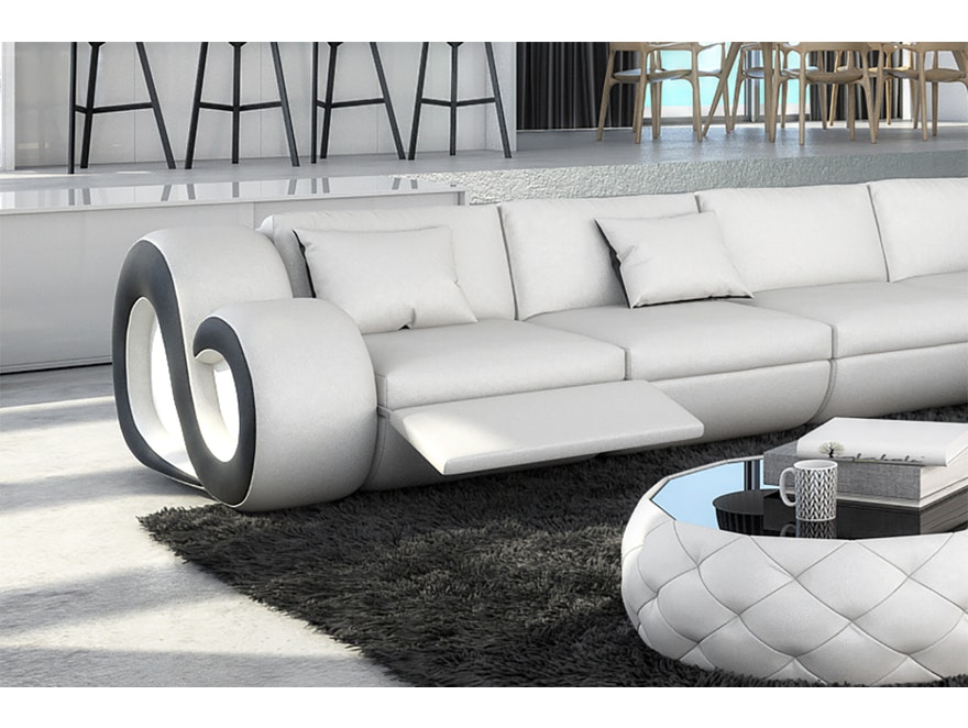 Innocent® Wohnlandschaft weiß/schwarz L-Form Design Sofa mit LED NESTA n-7997-5345 - 3