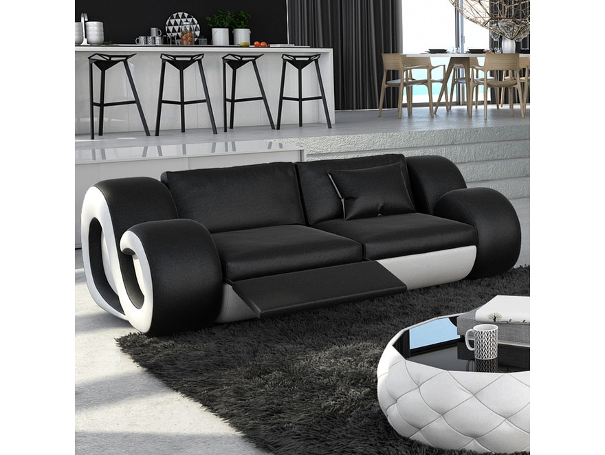 Innocent® Sofa schwarz/weiß 2-Sitzer Nesta mit LED n-8014-5354 - 2