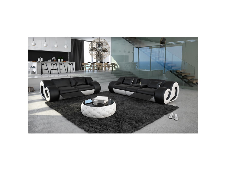 Innocent® Sofa schwarz/weiß 2-Sitzer Nesta mit LED n-8014-5354 - 3