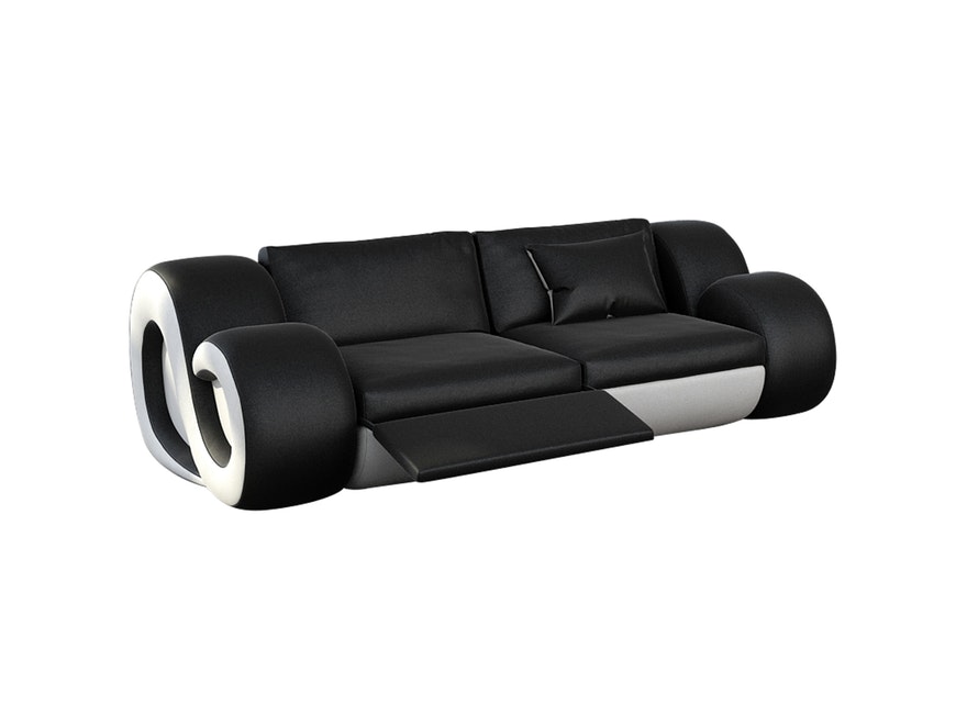 Innocent® Sofa schwarz/weiß 2-Sitzer Nesta mit LED n-8014-5354 - 1