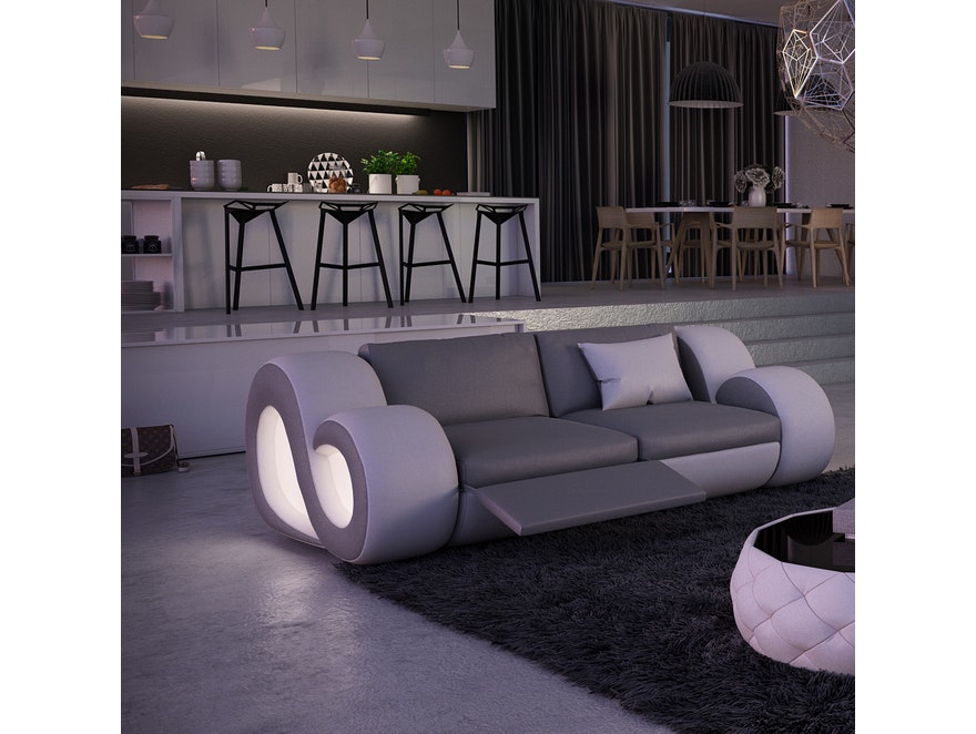 Innocent® Sofa grau/weiß 2-Sitzer Nesta mit LED n-8014-5356 - 4
