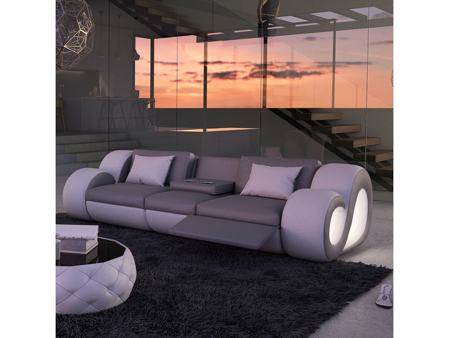 Innocent® Sofa grau/weiß 3-Sitzer Nesta mit Funktion und LED n-8017-5363 - 5