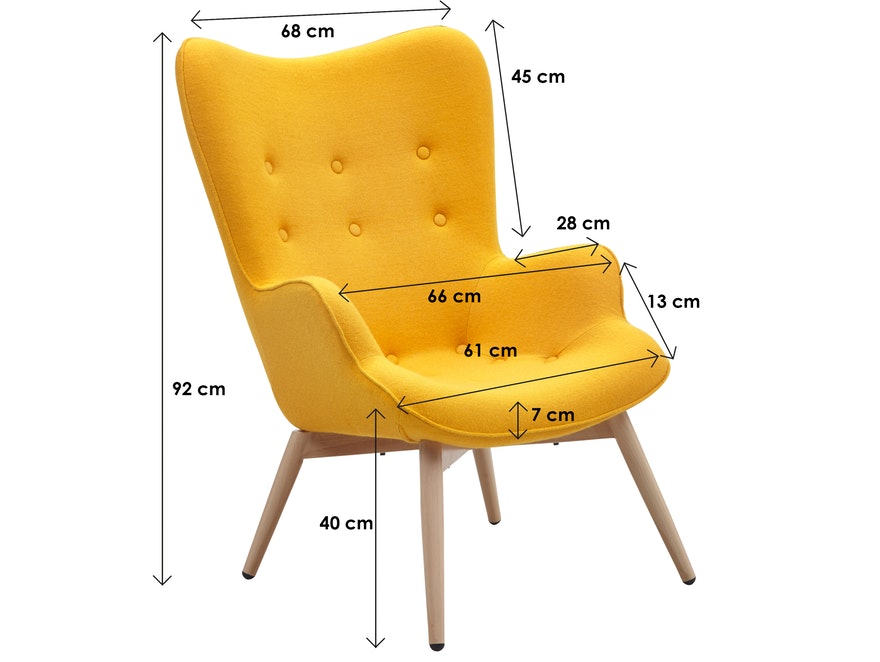 SalesFever® Relaxsessel gelb Webstoff mit Armlehnen ergonomische Form ANJO 12667 - 3