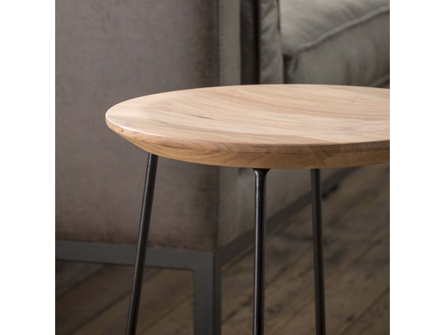 SalesFever® Beistelltisch rund 40 cm vertiefte Tischplatte aus Akazienholz Gianni 2101/15 - 3