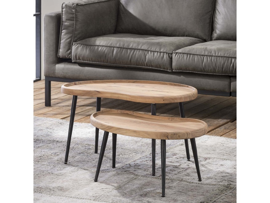 SalesFever® Couchtisch nierenförmig 2er Set aus Akazienholz Lio 2105/15 - 3